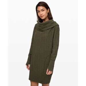 Lululemon Along the Way Dress, Heathered Dark Olive, Size Small